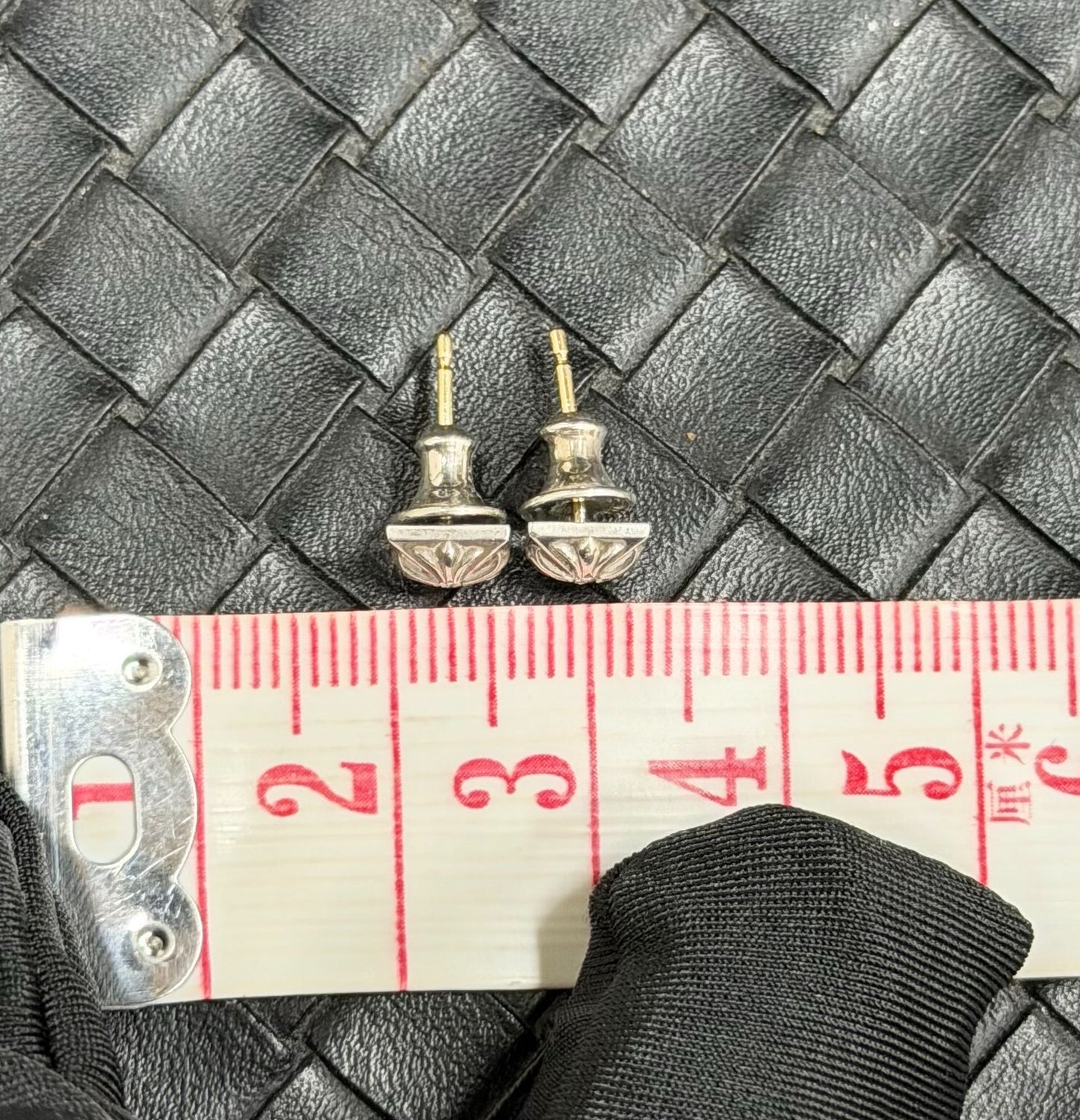 Chrome Hearts Square Cross White Diamond Earrings