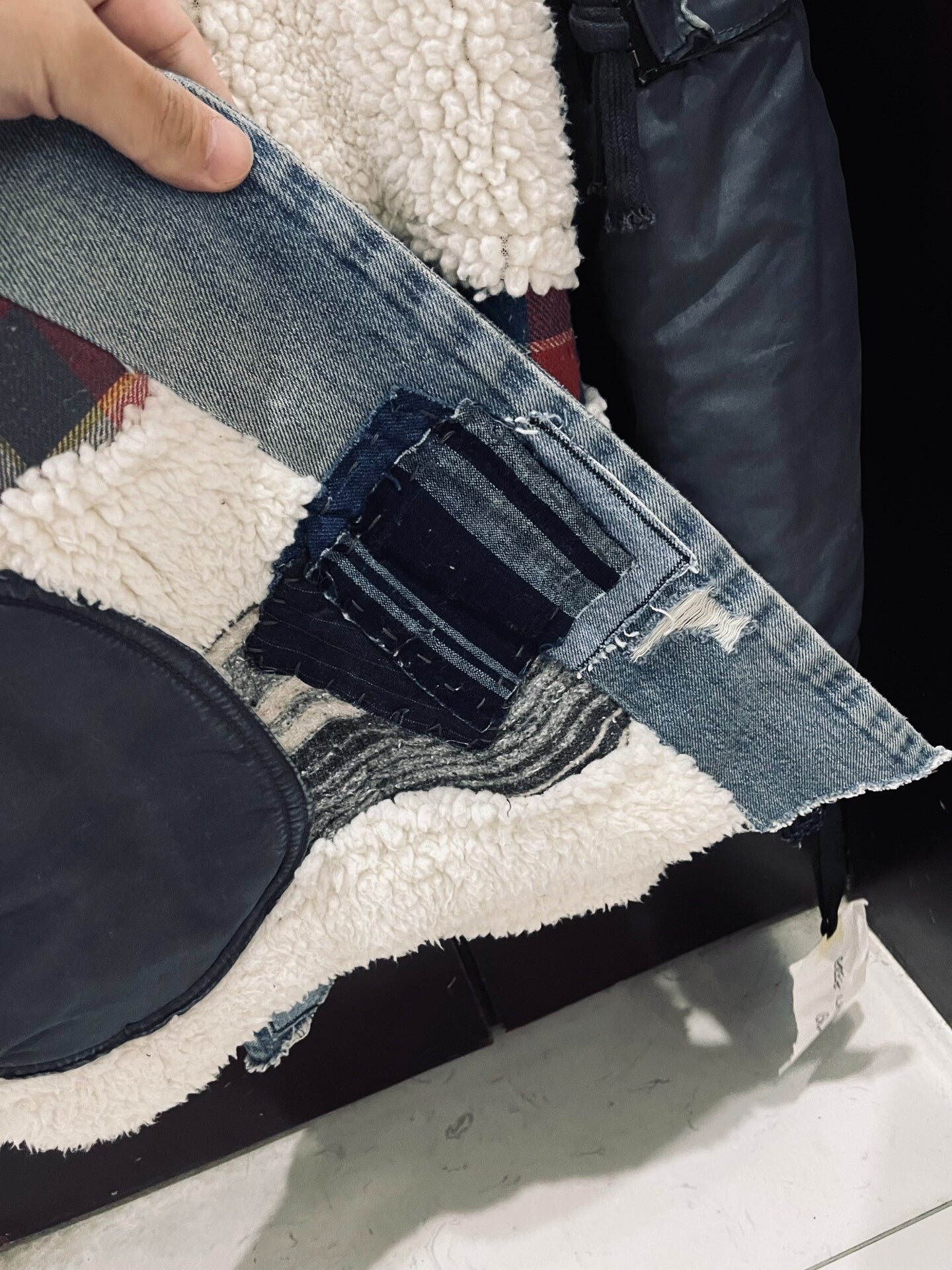 Greg Lauren Shearling Patchwork Robe