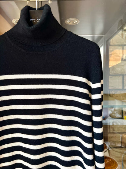 saint laurent black and white striped turtleneck