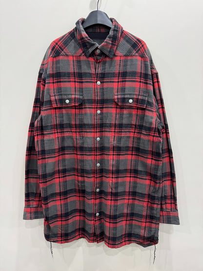 Rick Owens Drkshdw Distressed Plaid Shirt