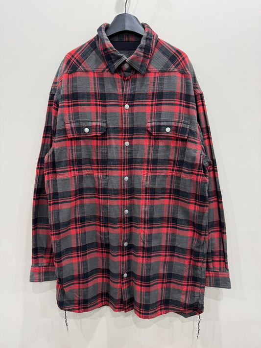 Rick Owens Drkshdw Distressed Plaid Shirt
