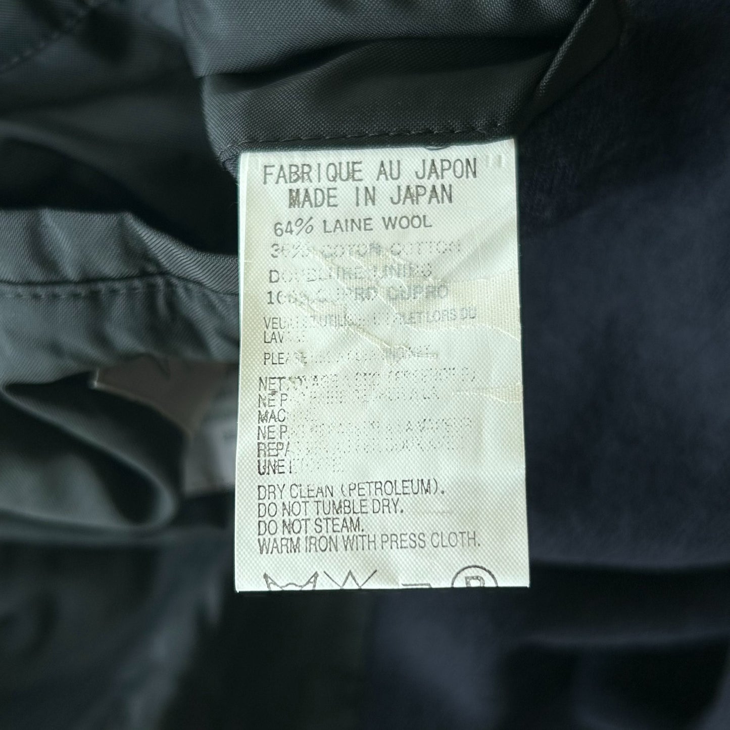 Yohji Yamamoto Tailored Wool Blend Coat