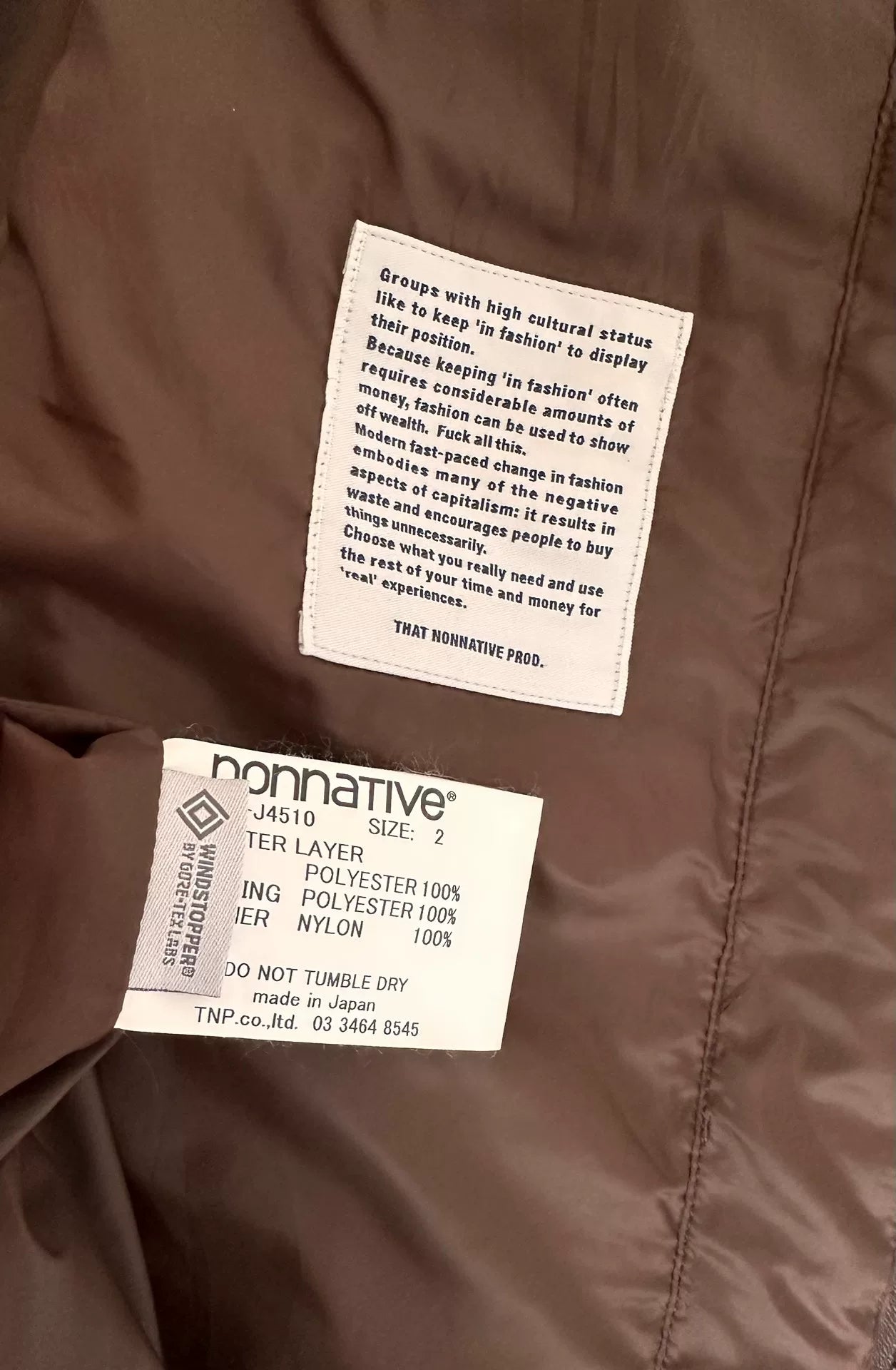 nonnative gore-tex waterproof windbreaker jacket