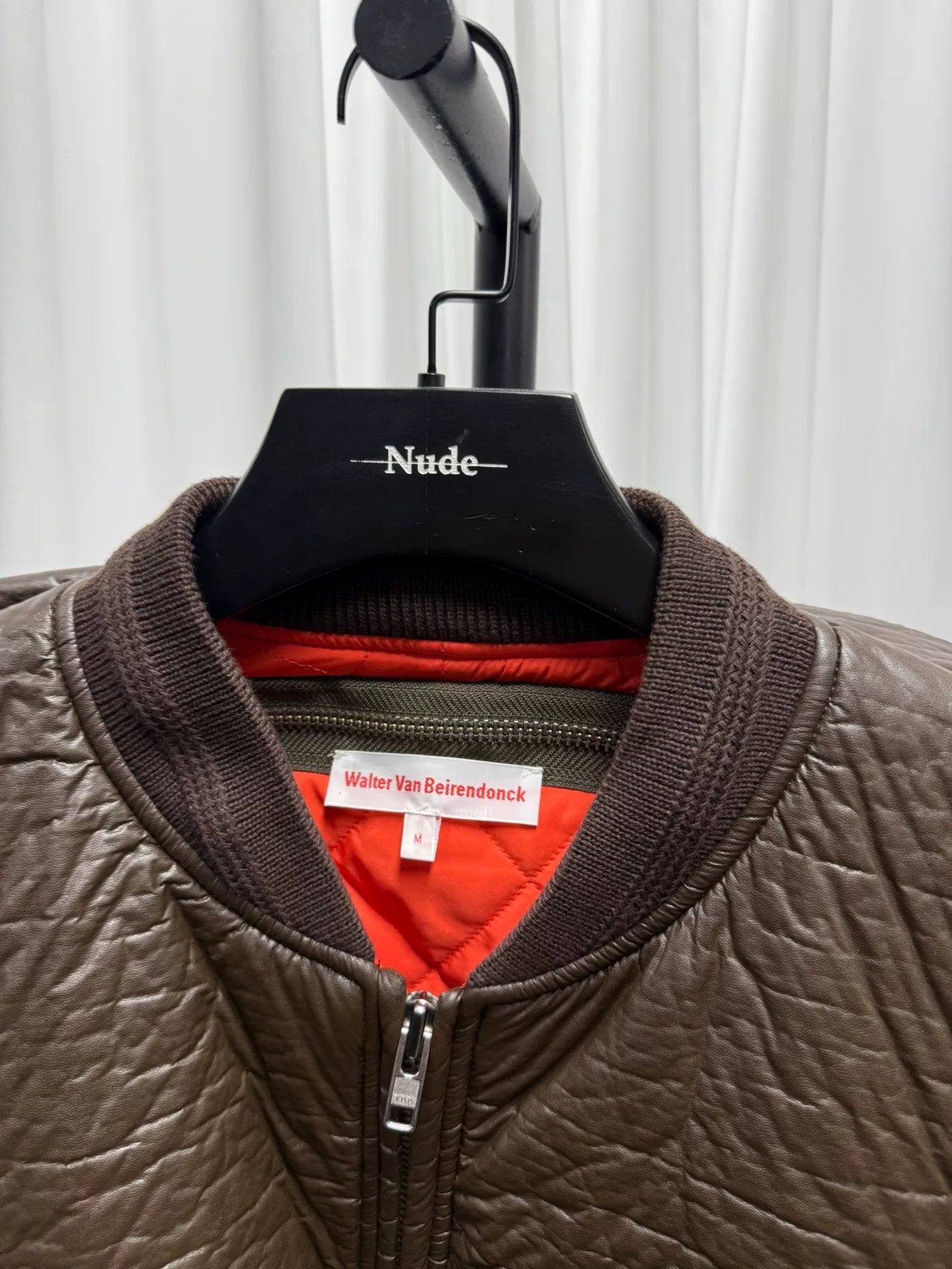 oversized brown bomber jacket by walter van beirendonck