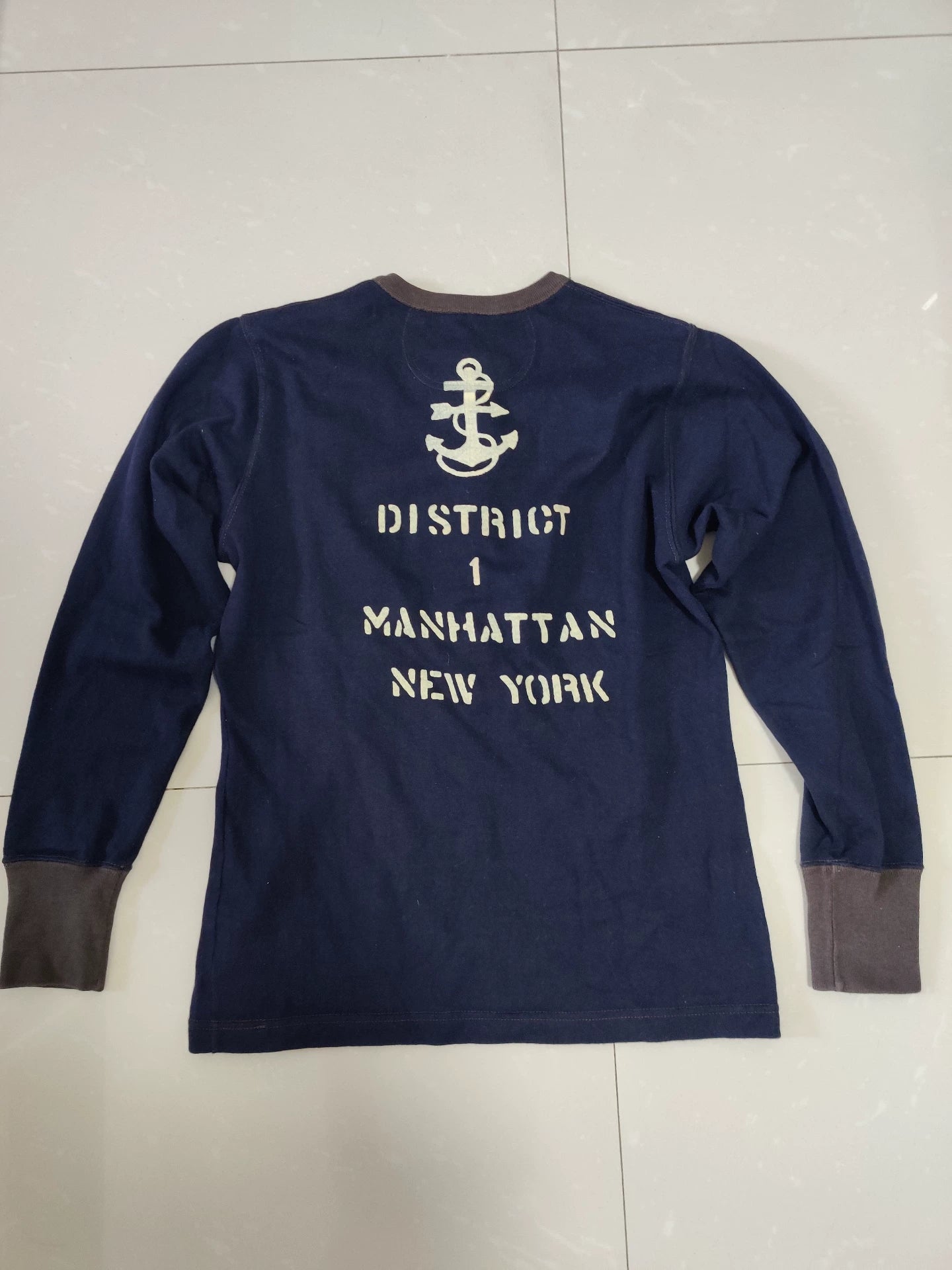 freewheelers navy anchor graphic long sleeve shirt