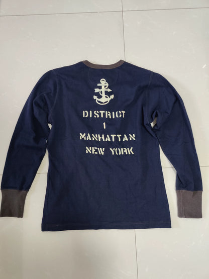 freewheelers navy anchor graphic long sleeve shirt
