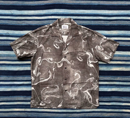 kuon suminagashi camp collar shirt