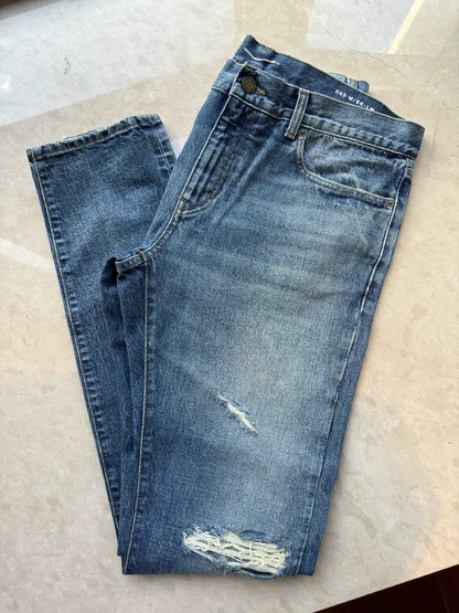 Saint Laurent Men's Distressed Washed Blue Jeans