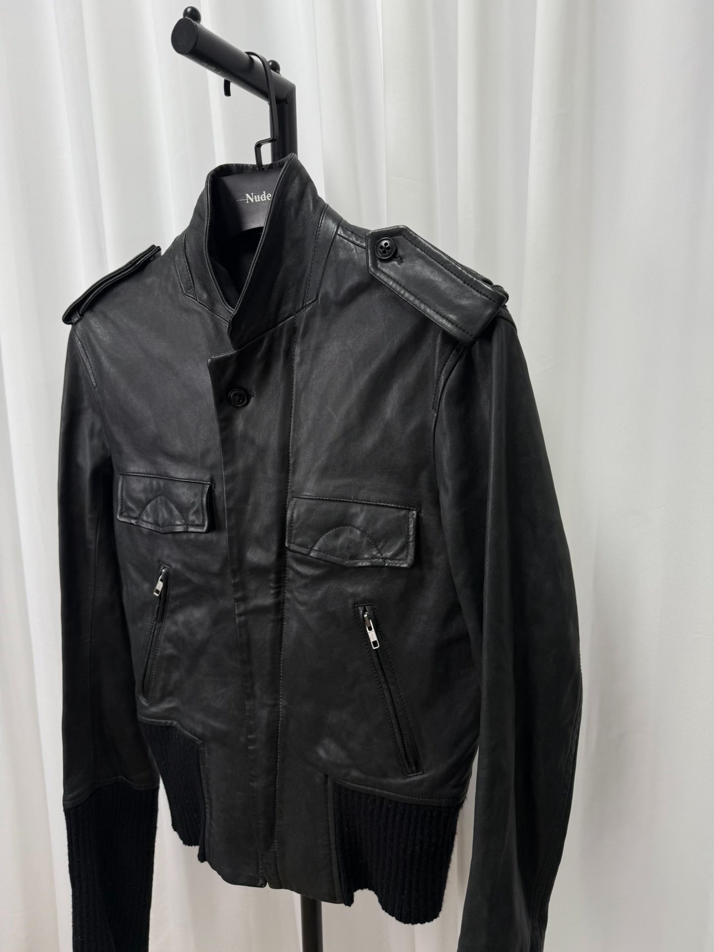 ann demeulemeester long leather jacket size S