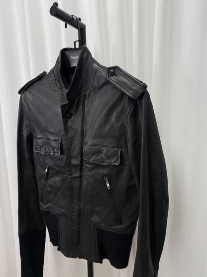 ann demeulemeester long leather jacket size S