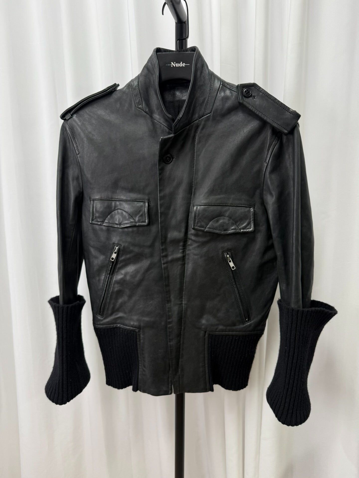ann demeulemeester long leather jacket size S