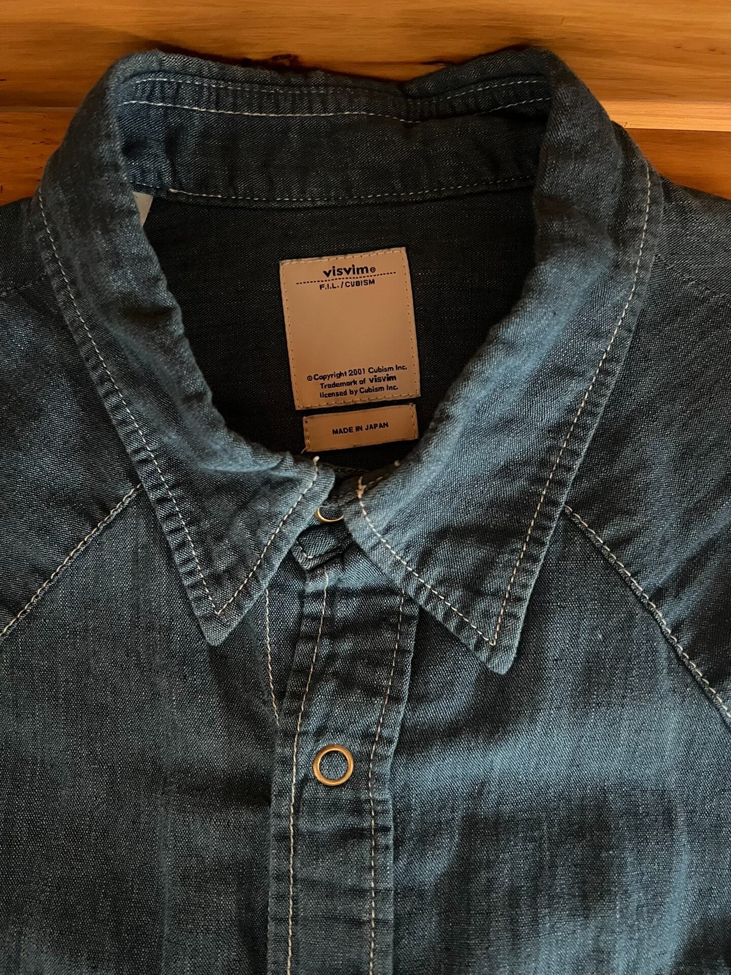 rare blue dye cotton linen shirt
