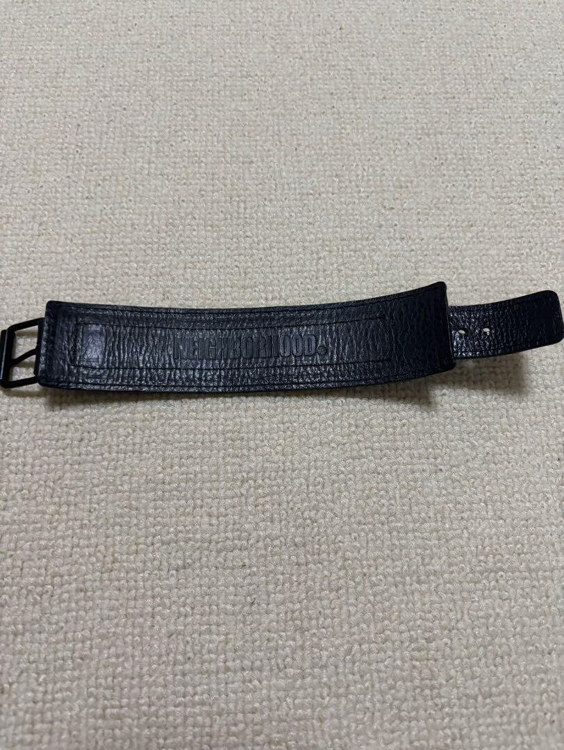 black leather adjustable wristband with logo