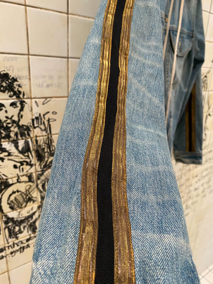 Greg Lauren Layered Hooded Denim Jacket