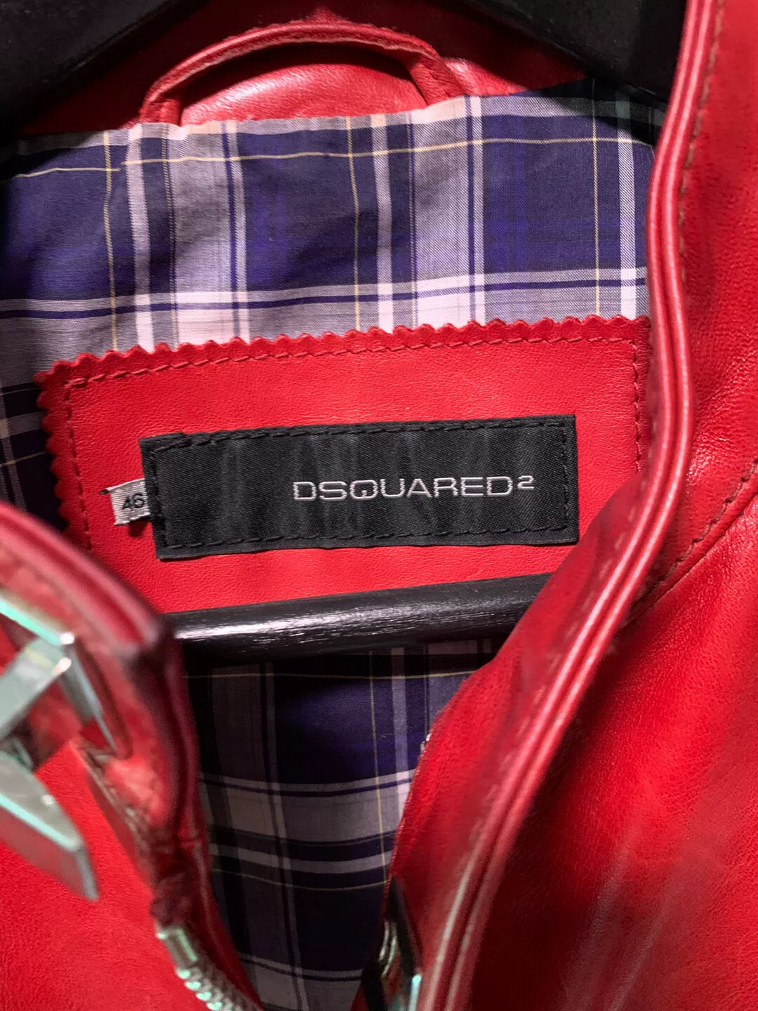 dsquared2 classic red leather jacket size 46