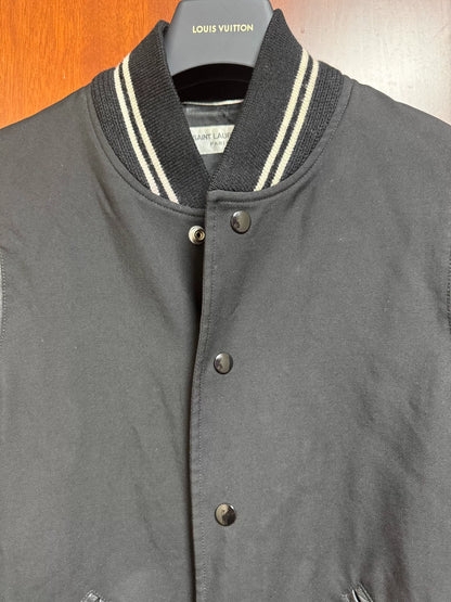 Saint Laurent Black Wool Leather Jacket