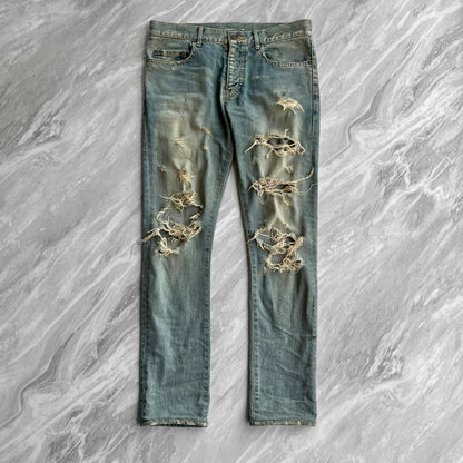 SAINT LAURENT Distressed Blue Jeans