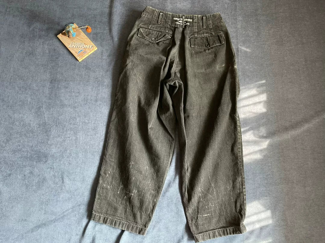 Yohji Yamamoto Washed Embroidered Harem Jeans