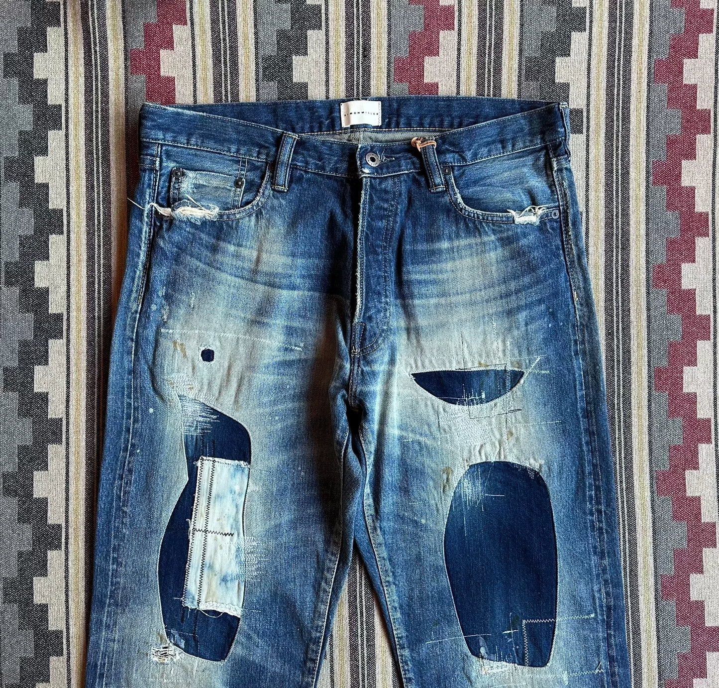 Simon Miller Heavy Wash Patchwork Denim Jeans