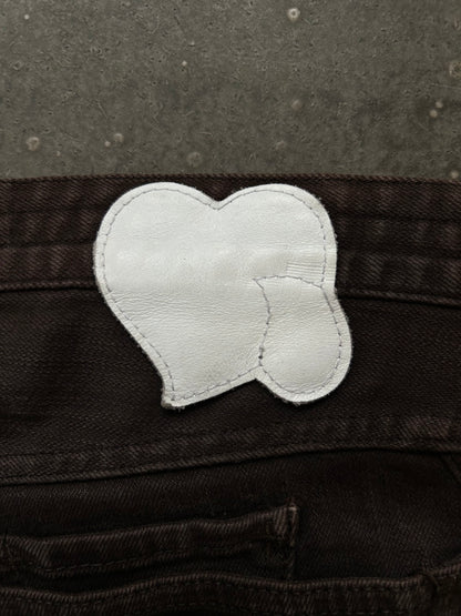 number nine washed brown jeans