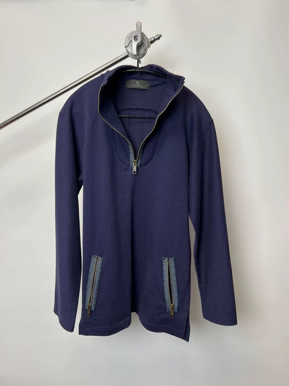 Yohji Yamamoto Zip Neck Long Sleeve Sweatshirt