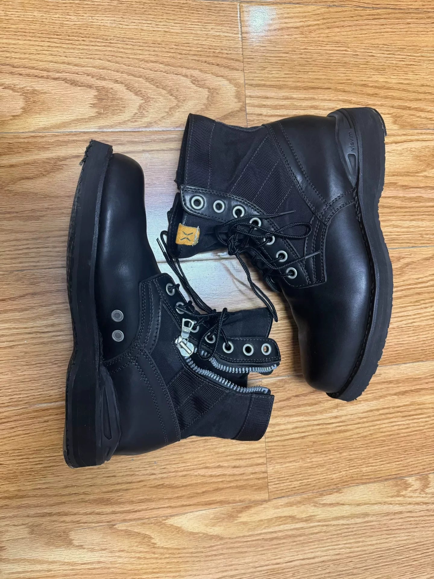 visvim black 7-hole military boots size 9
