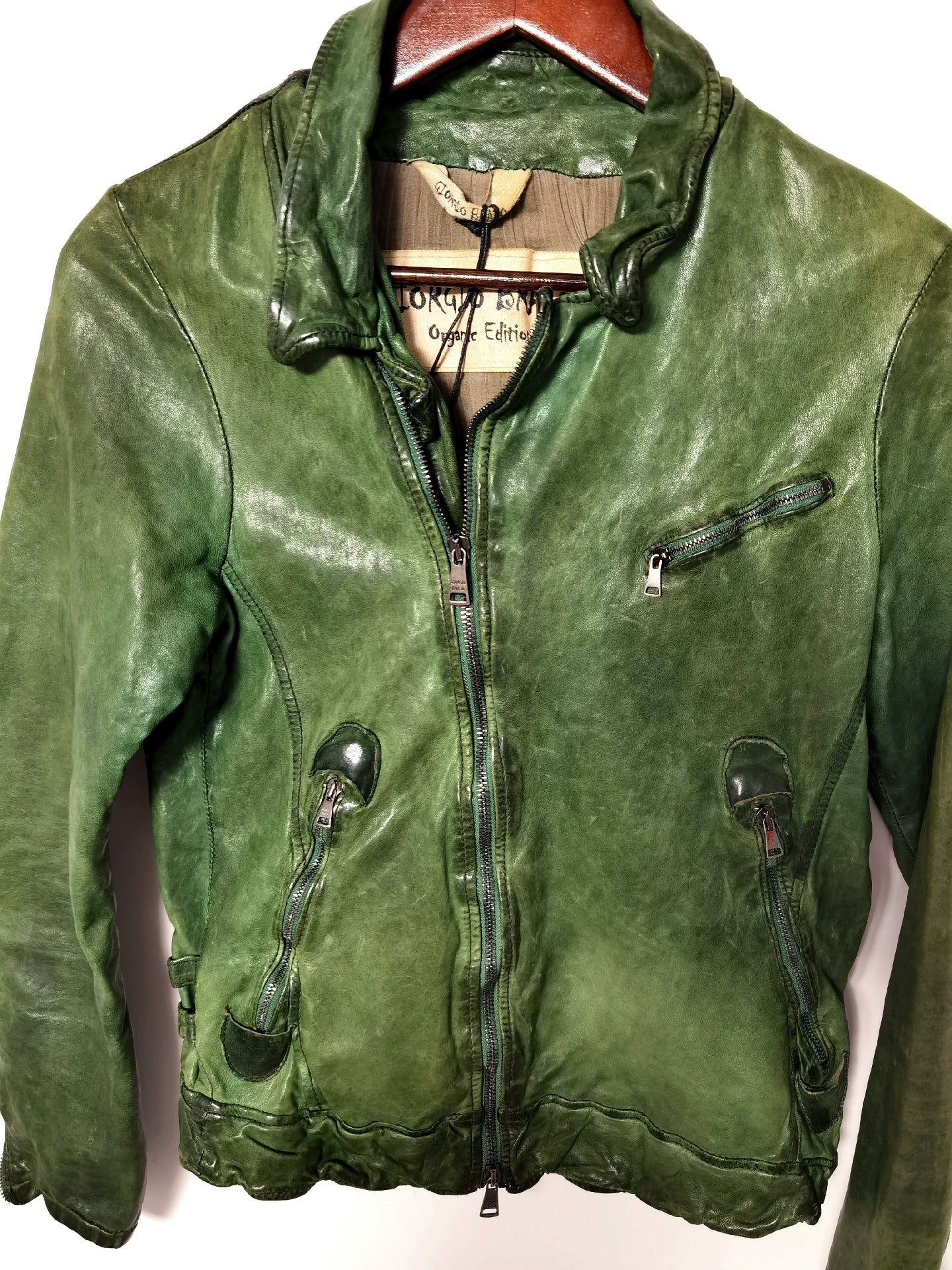 Giorgio Brato Vintage Dark Green Leather Jacket