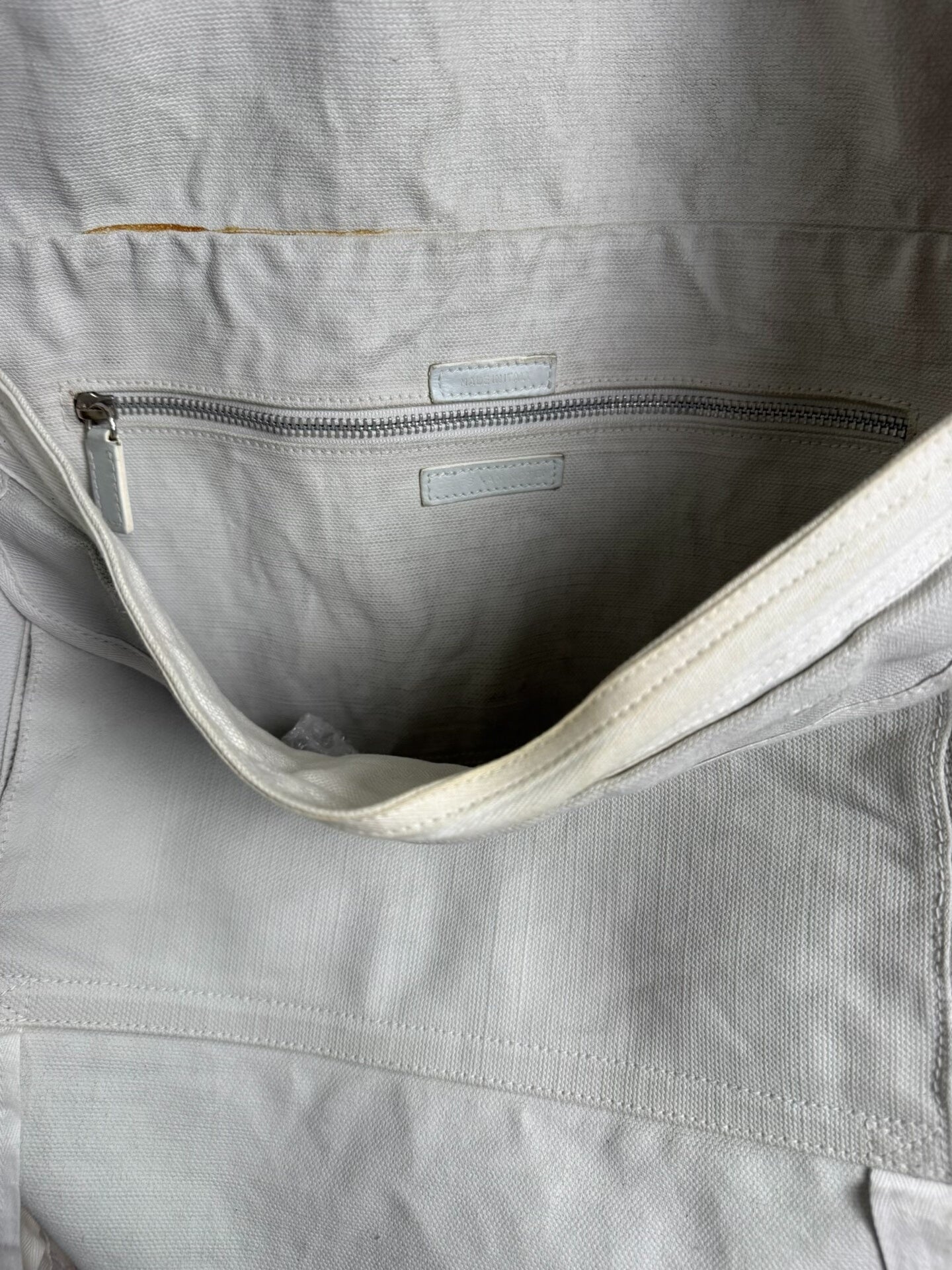 vintage dries van noten 90s waxed denim bag