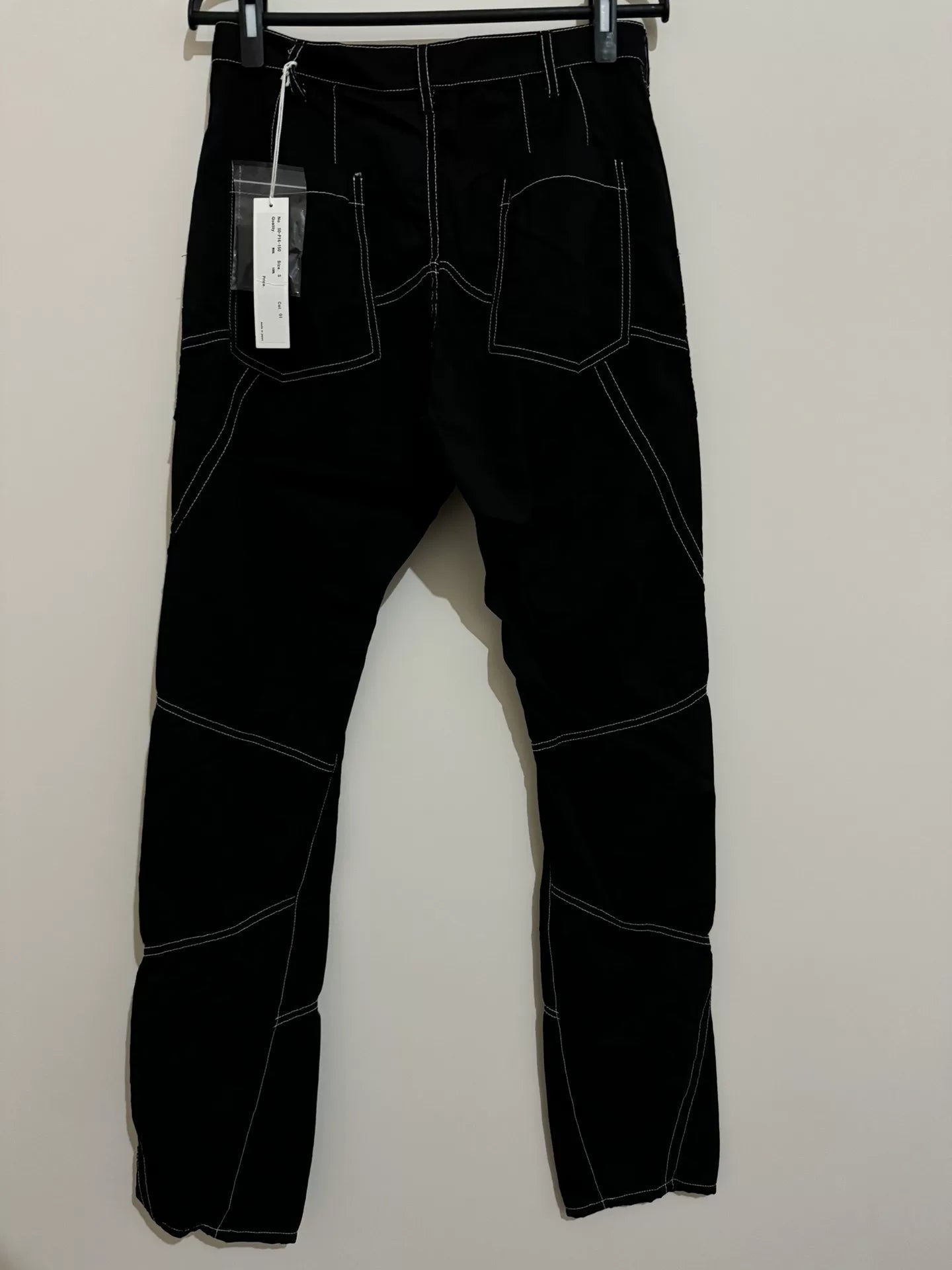 lightweight black wool pants with unique design