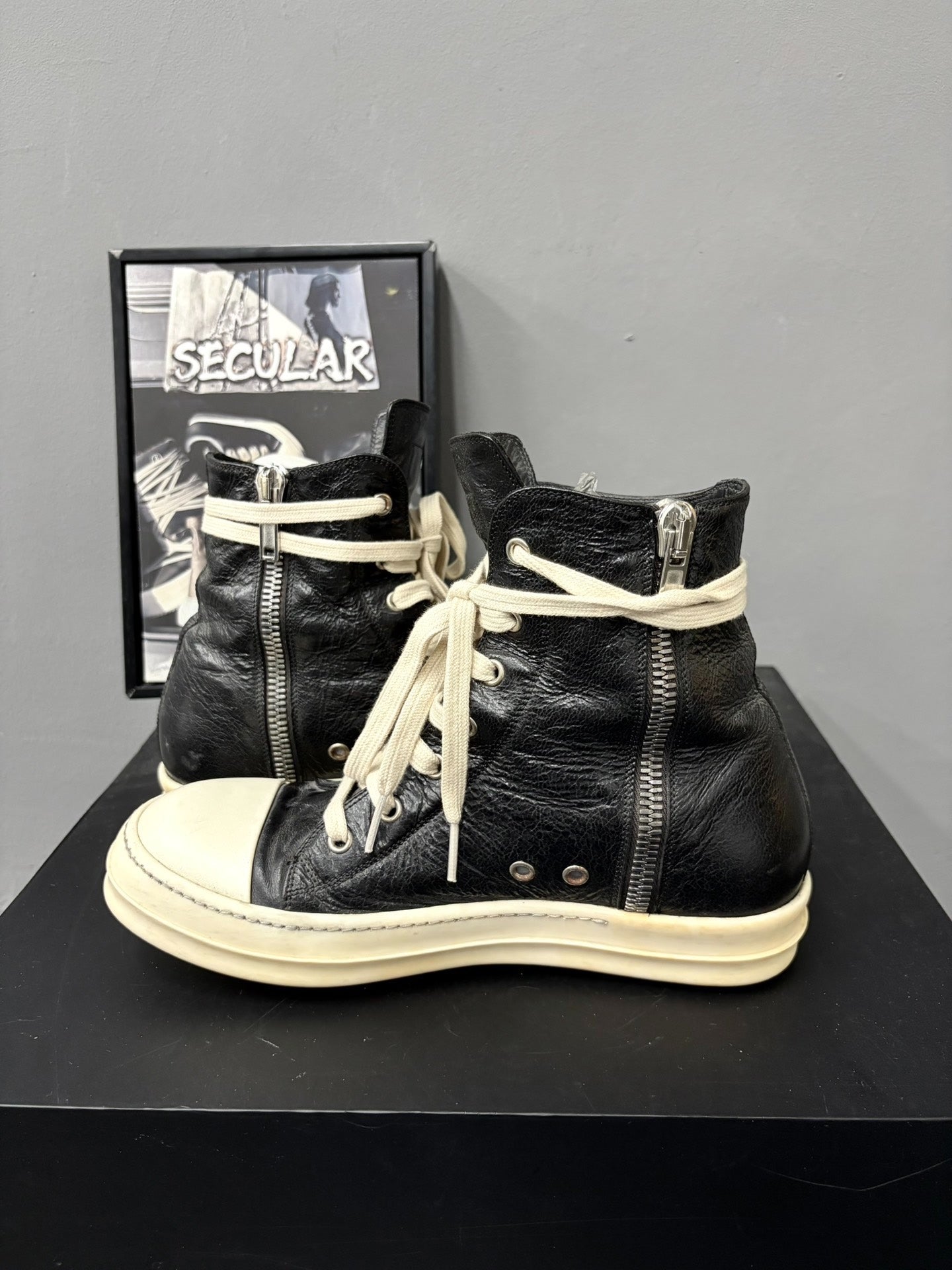 Rick Owens 17SS Limited Crinkled Leather High-Top