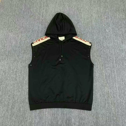 gucci black logo detachable hoodie sweatshirt