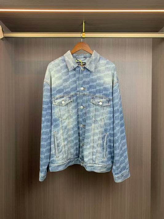 balenciaga all-over print denim jacket