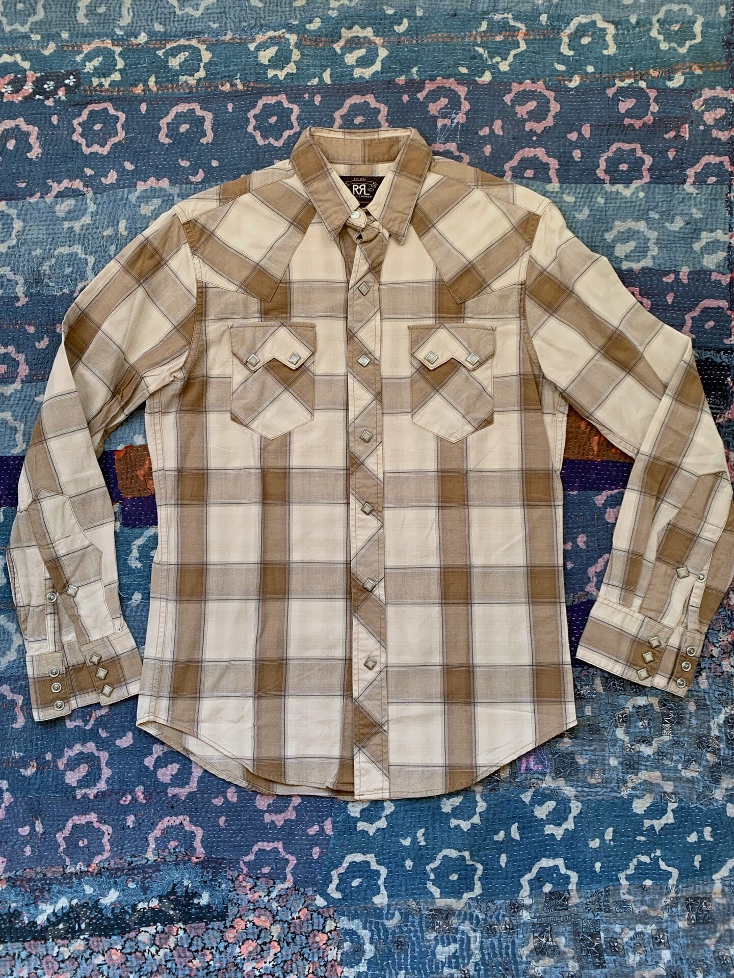 rrl vintage plaid western shirt