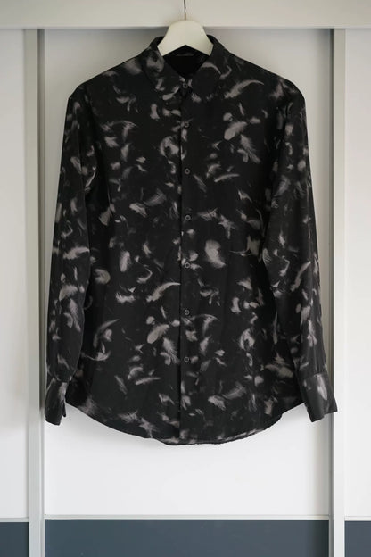 black feather printed shirt by lad musician