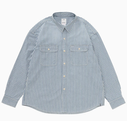 VISVIM Hickory DMGD Striped Denim Shirt