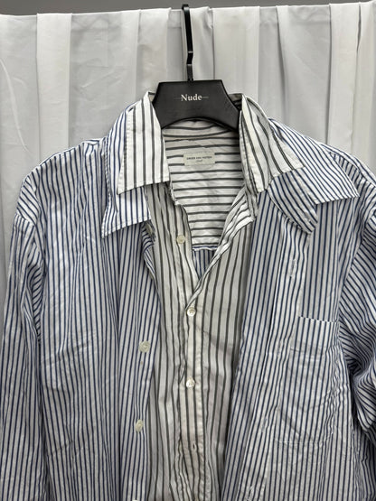 Dries Van Noten Double-Layer Striped Loose Shirt