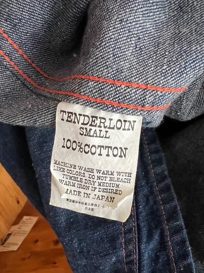 denim work vest with copper buttons