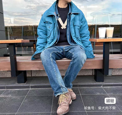 visvim krupa down jacket in blue