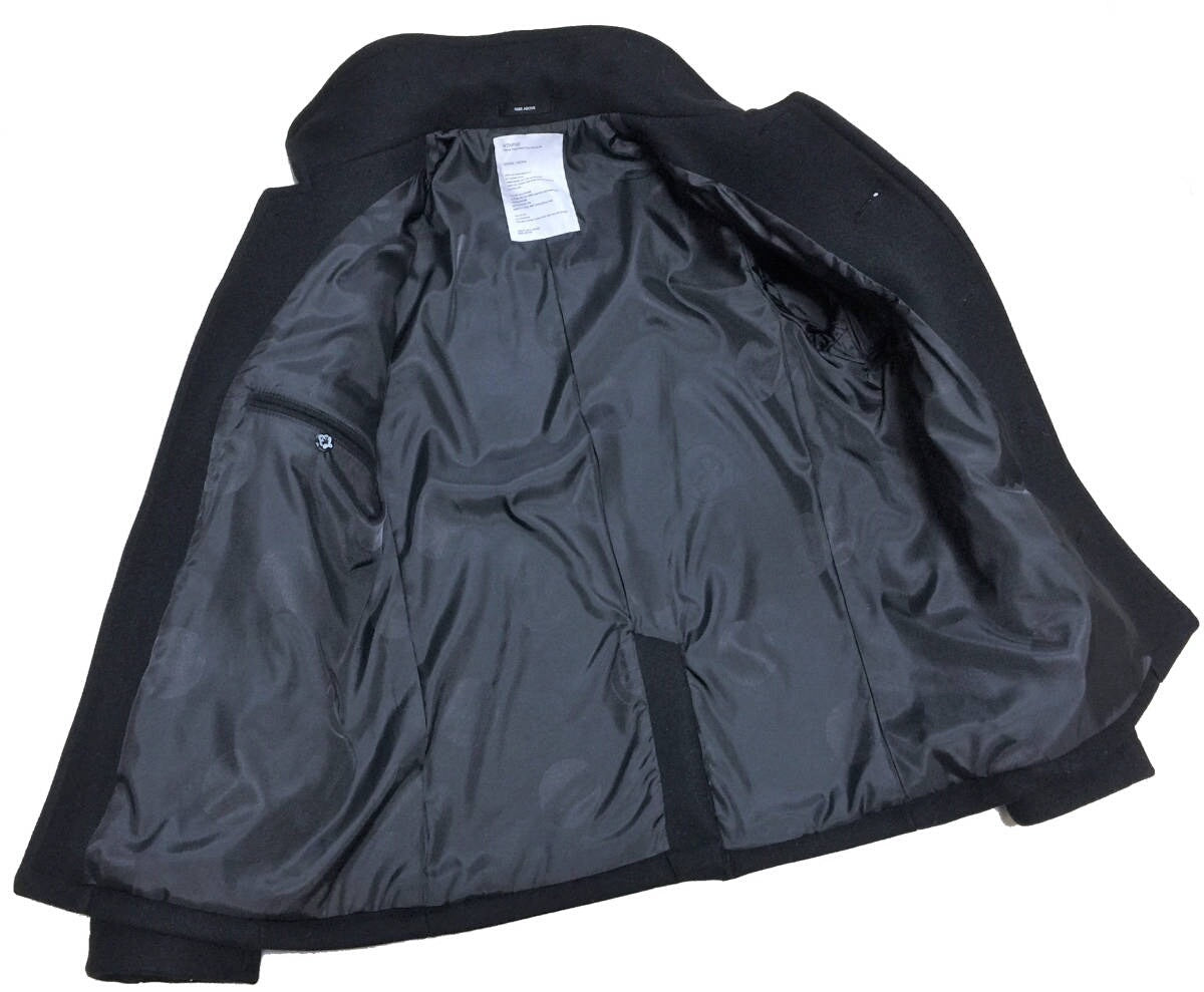 black wool watch coat with single button