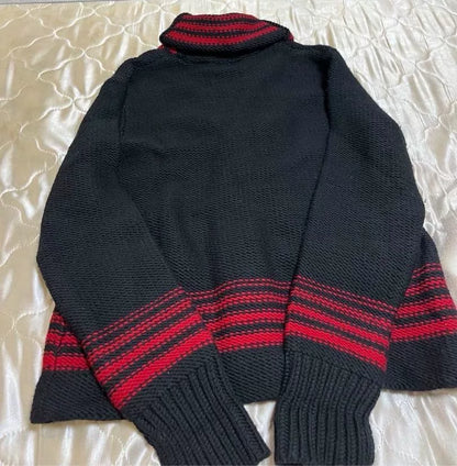 rare vintage black red wool cardigan