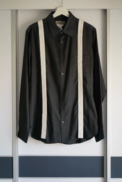 yohji yamamoto silk shirt with suspenders