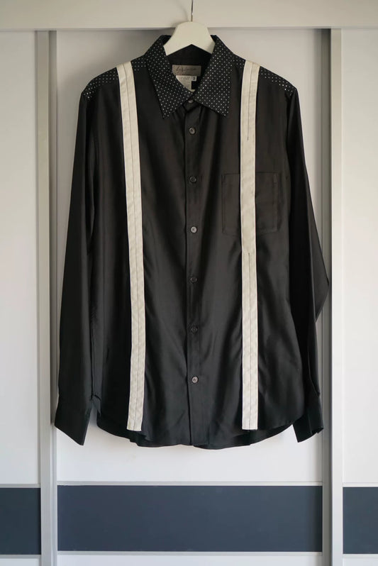 yohji yamamoto silk shirt with suspenders
