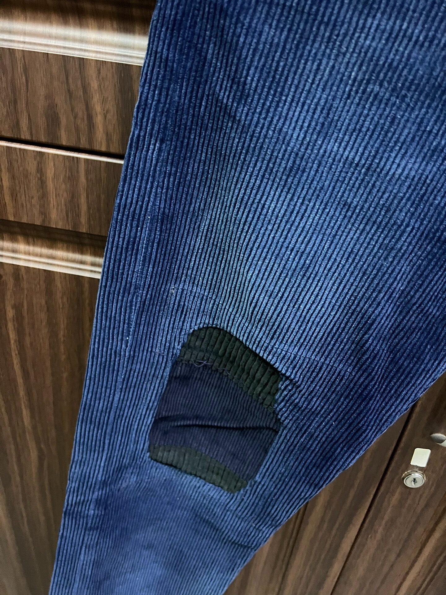 RRL Blue Dyed Corduroy Pants with Patches