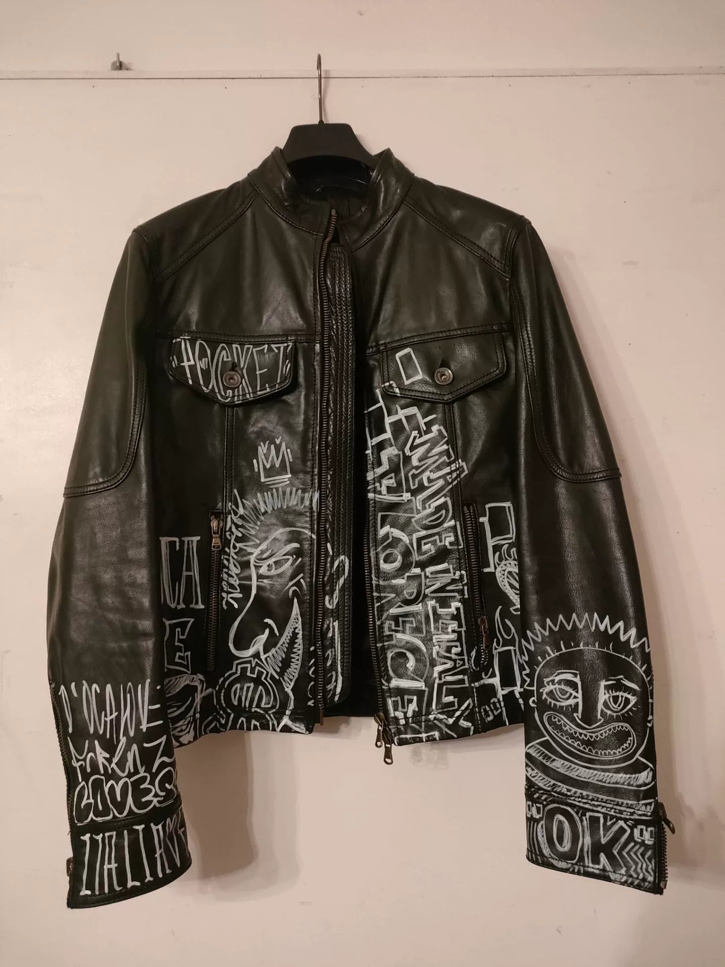 hand-painted leather jacket by Patrizia Pepe