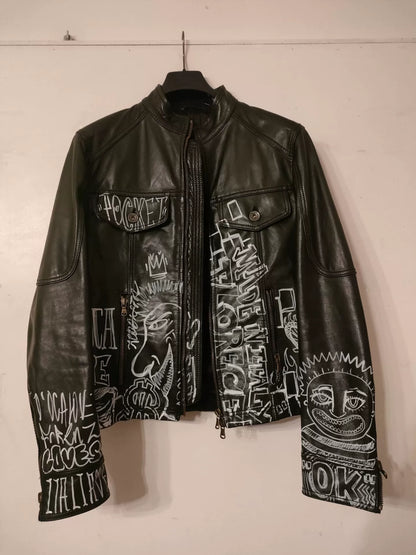 hand-painted leather jacket by Patrizia Pepe