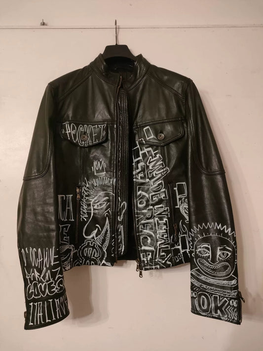 hand-painted leather jacket by Patrizia Pepe