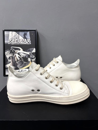 Rick Owens 17FW Milk White Leather Sneakers