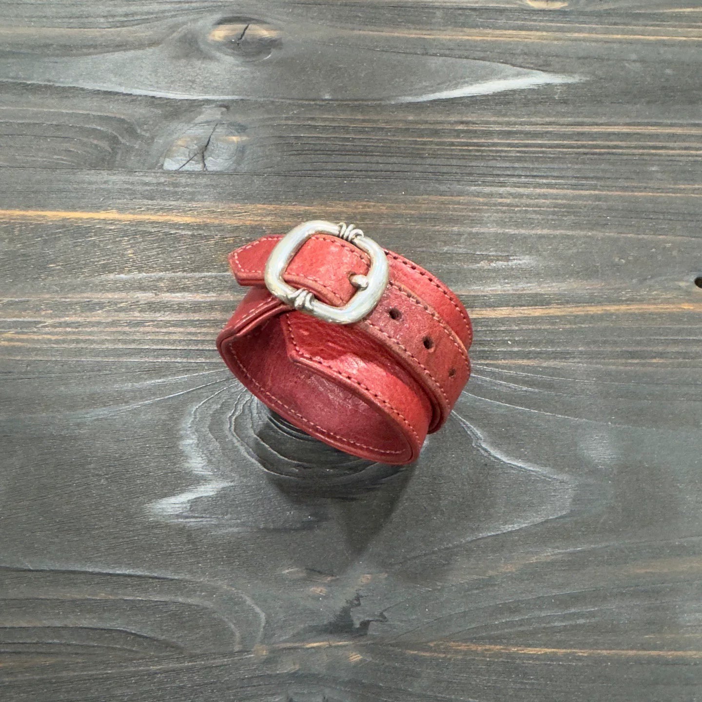 Chrome Hearts 925 Silver Red Leather Bracelet