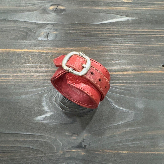 Chrome Hearts 925 Silver Red Leather Bracelet