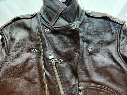 stylish brown leather biker jacket